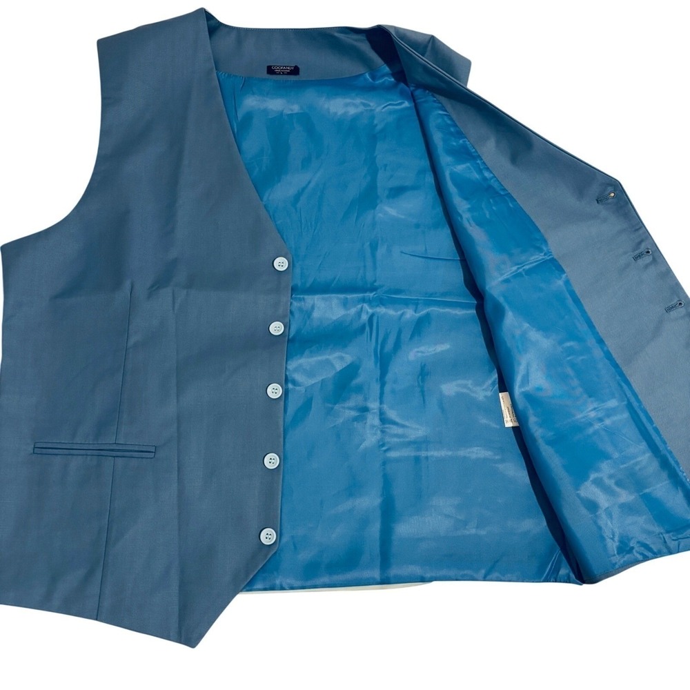 Coofandy Suit Vest Mens L Blue Formal Wedding Waistcoat Adjustable Back Dressy
